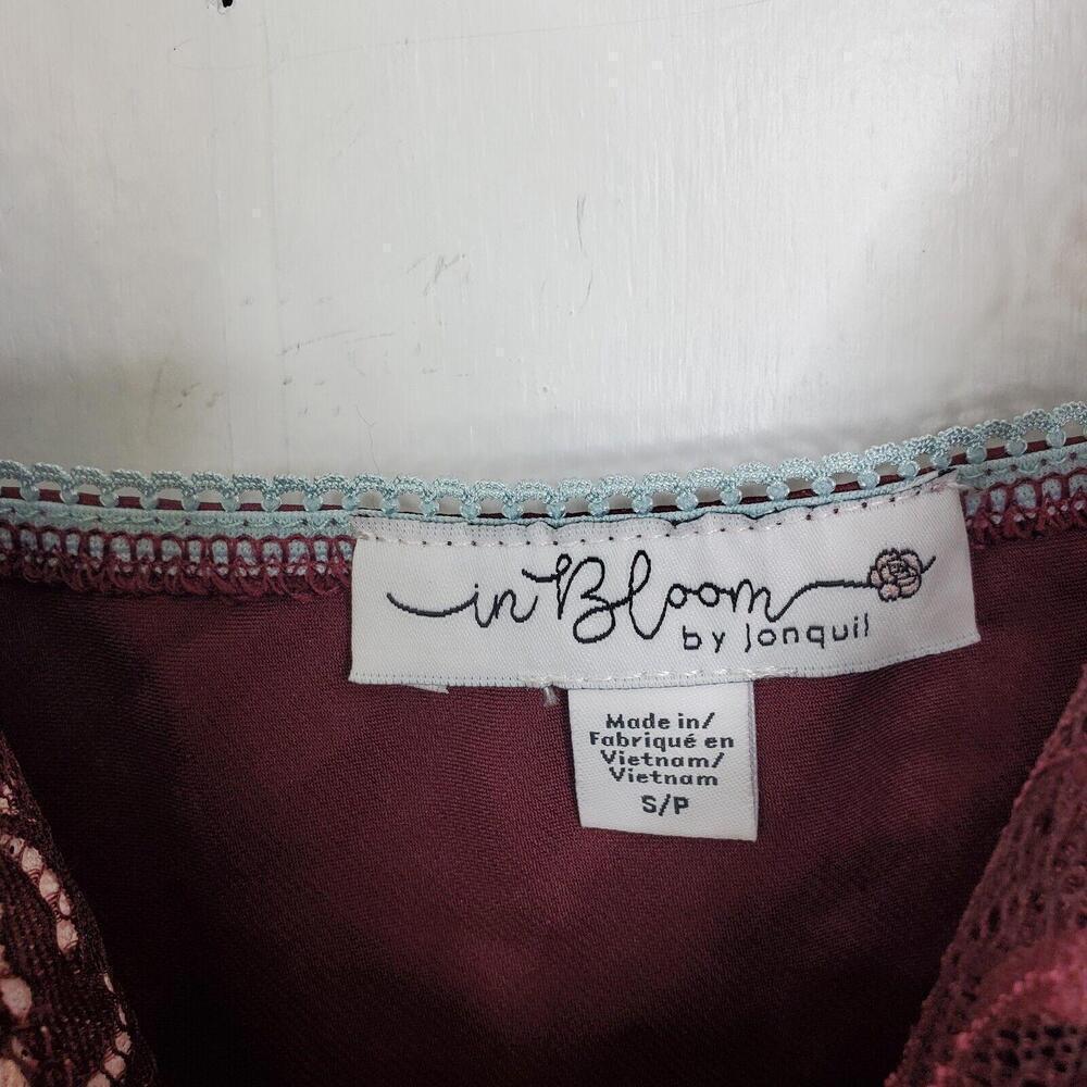 In Bloom Top Womens Small Lingerie Babydoll Slip Tan Lace Sexy Cami Burgundy Y2K - Picture 7 of 9
